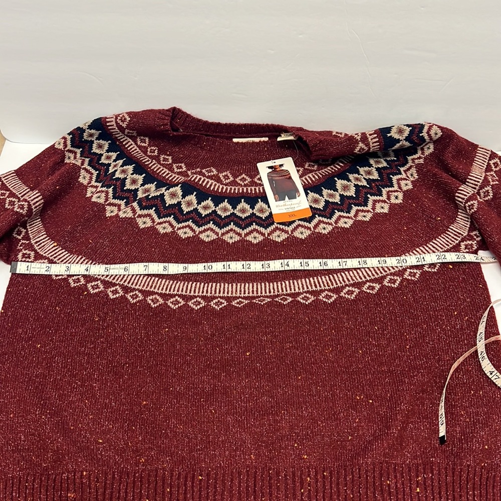 Original Weatherproof Winter Pattern Sweater-Cranberry-Navy-XXL - Picture 2 of 7